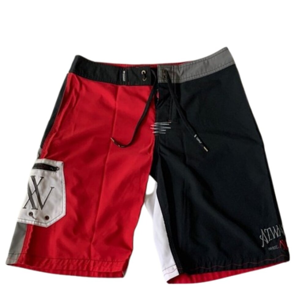 ATWATER  Men's Black and Red  Swim Shorts